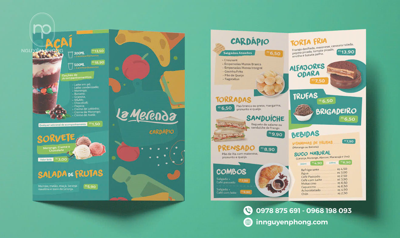 Menu cửa hàng bánh ngọt